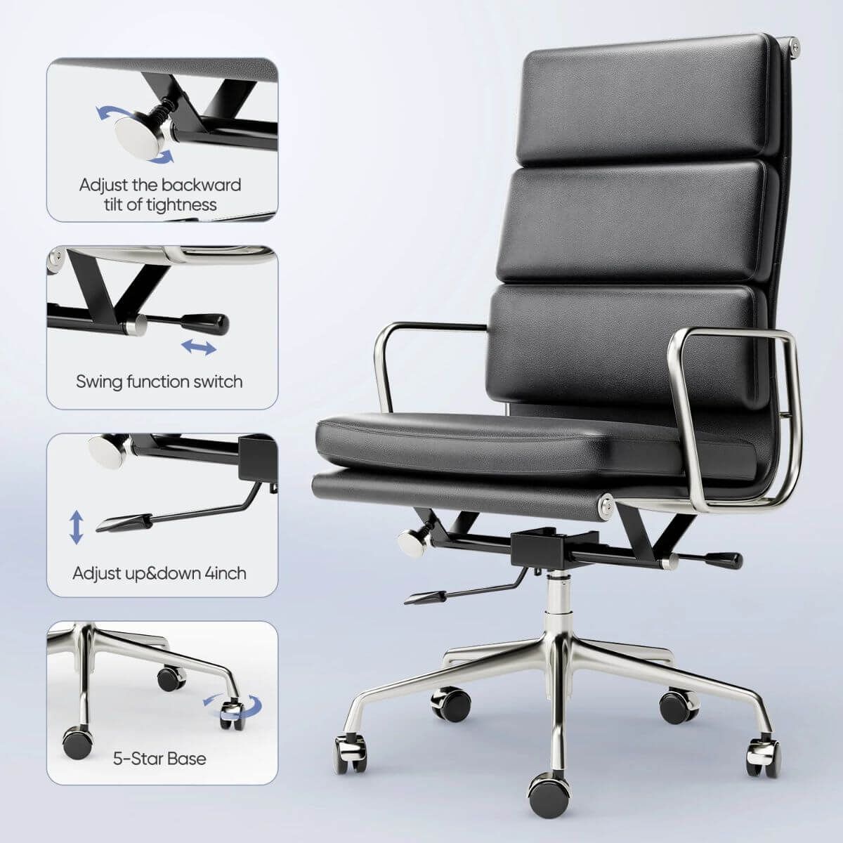 Eames Soft Pad Office Chair | Genuine Leather