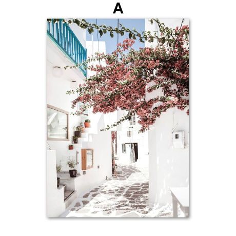 Santorini Building Architecture Canvas Art - Image 5