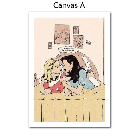 Vintage Cartoon Ladies Romance Canvas Art - Image 7