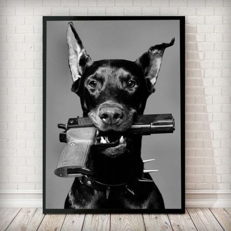 Black White Doberman Canvas Art - Image 2