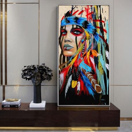 Pop Indian Girl Graffiti Canvas Art - Image 2