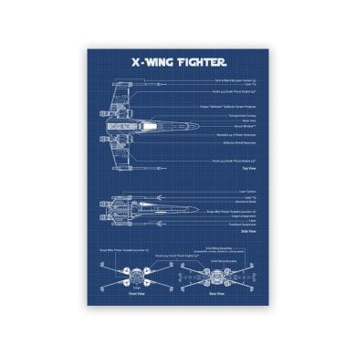 Starwars X-Wing Fighter Blueprint Canvas Art - Image 3