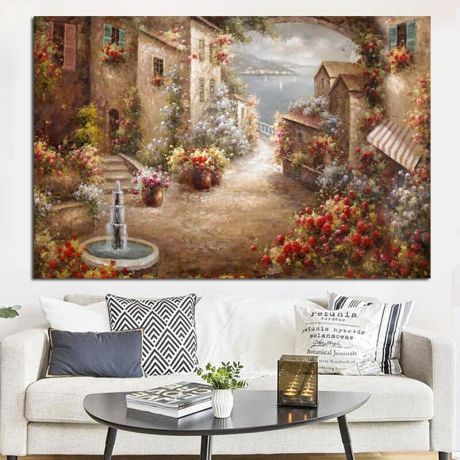 Mediterranean Garden Landscape Canvas Art - Image 3