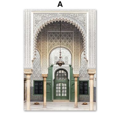 Moroccan Arch Palm Tree Beach Canvas Art - Image 5