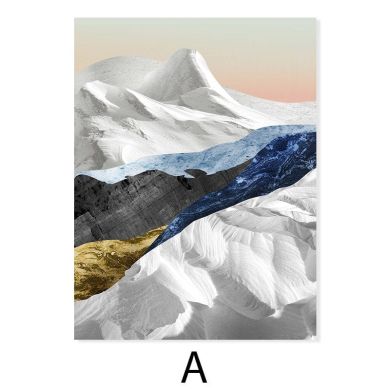 Abstract Mountain Lake Canvas Art - Image 6