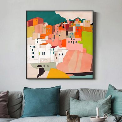 Abstract Watercolor Building Canvas Art - Image 5