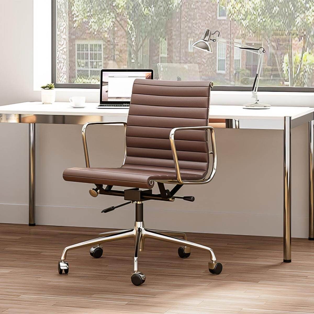 Eames Aluminum Group Office Chair - Dark Brown Color
