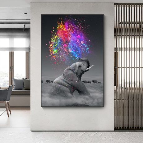 Colorful Elephant Canvas Art - Image 2