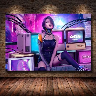 Cyberpunks Cyborg Operator Canvas Art - Image 1