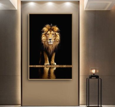 Golden African Lion Canvas Painting - Image 2