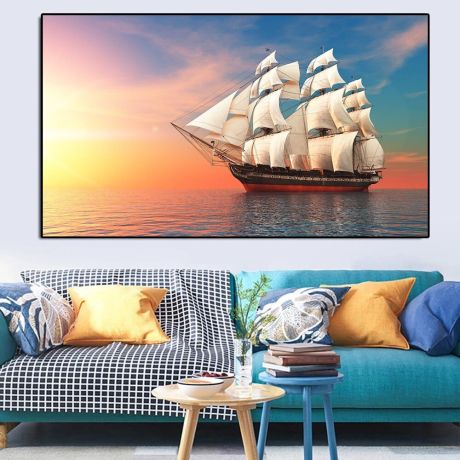 Sea Sailboat Landscape Canvas Art - Image 4