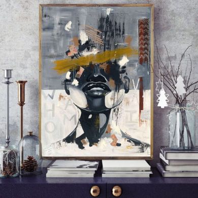 African Figure Abstract Painting Canvas Art - Image 2
