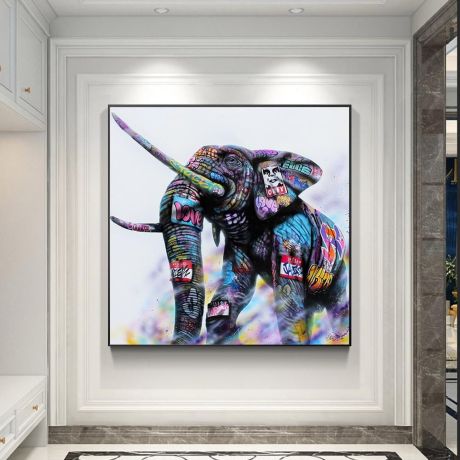 Elephant Graffiti Canvas Art - Image 2