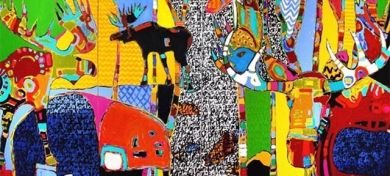 Abstract Colorful Animal Canvas Art - Image 1