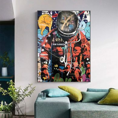 Red Astronaut Graffiti Street Art - Image 2