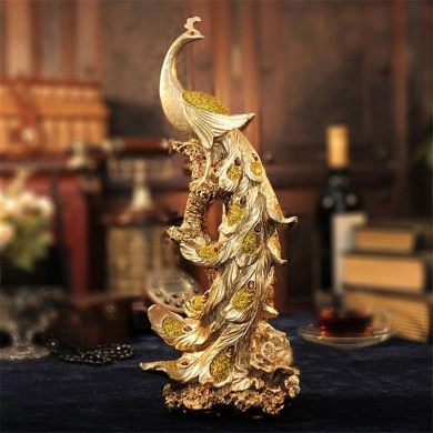 Golden Peacock Statue
