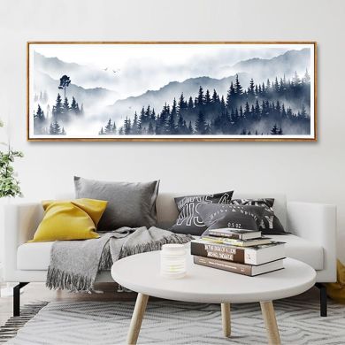 Foggy Forest Mountain Canvas Art - Image 1