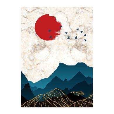 Japanese Mountain Sunrise Painting Canvas Art - Image 8