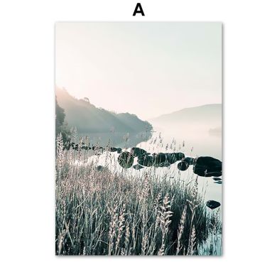 Mountains Lake Pier Gallery Wall Canvas Art - Image 5
