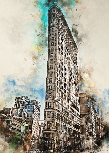 New York Landmark In Watercolor Canvas Art - Image 6