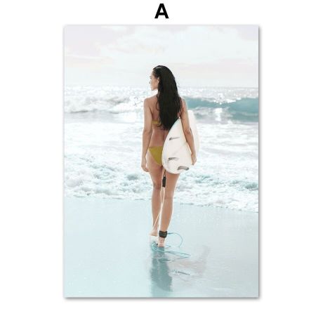 Bikini Beach Surfer Palm Tree Canvas Art - Image 5