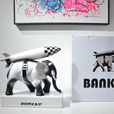 Banksy's Rocket Elephant Sculpture