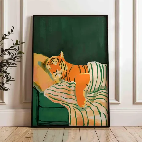 Emerald Green Tiger Wall Art Print