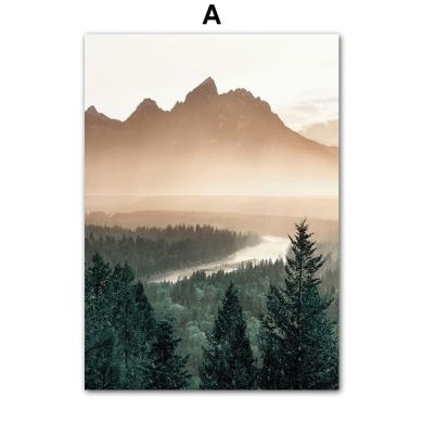 Mountain Lake Forest Canvas Art - Image 5