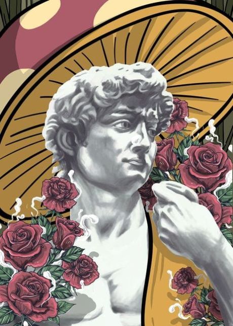 Flowery David Statue Canvas Art - Image 6
