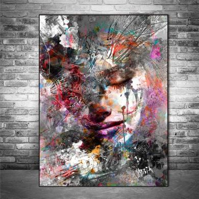 Abstract Graffiti Lady Portrait Canvas Art - Image 2