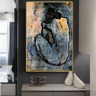 Blue Nude Woman Canvas Art - Image 2