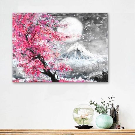 Cherry Blossom Mount Fuji Japanese Canvas Art - Image 3