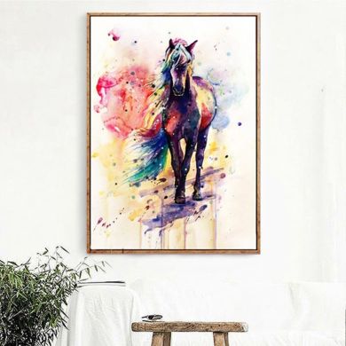 Watercolor Ponytail Horse Canvas Art - Image 3