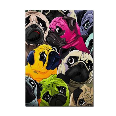 Cute Pugs Graffiti Canvas Art - Image 1