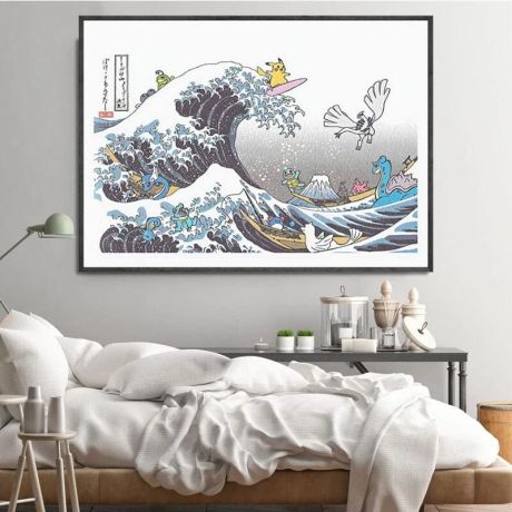 Pokemon in The Great Wave of Kanagawa Canvas Art - Image 2