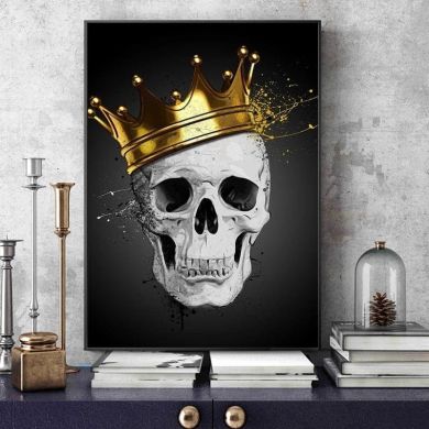 Golden Crown Skull Canvas Art - Image 2