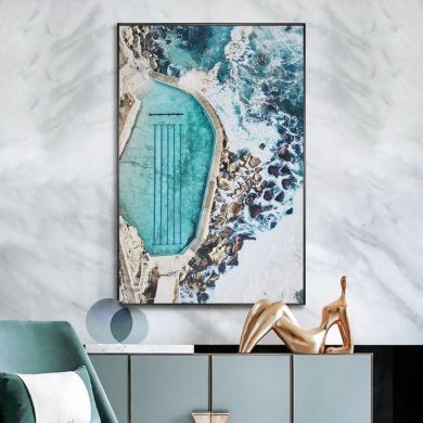Infinity Pool Blue Sea Canvas Art - Image 2