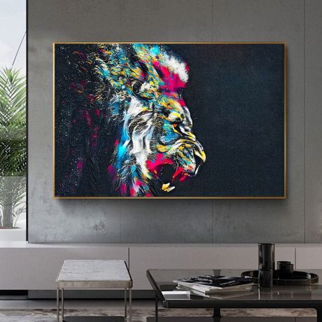 Roaring Graffiti Lion Canvas Art - Image 2