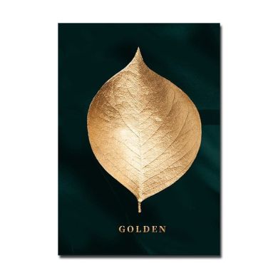 Golden Leaf Abstract Canvas Painting - Image 7