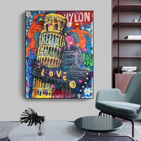 Pisa Tower Graffiti Canvas Art - Image 3