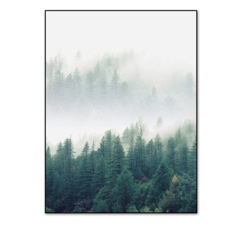 Foggy Forest Birds Landscape Canvas Art - Image 6