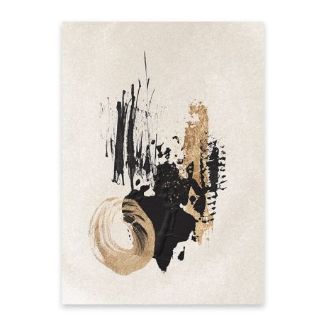 Brush Texture Black Gold Beige Canvas Art - Image 5