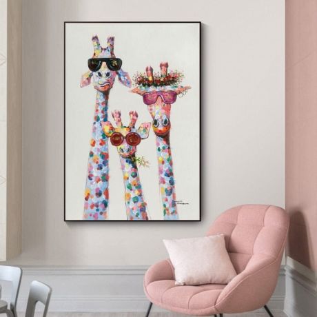 Funny Cartoon Giraffes Canvas Art - Image 2