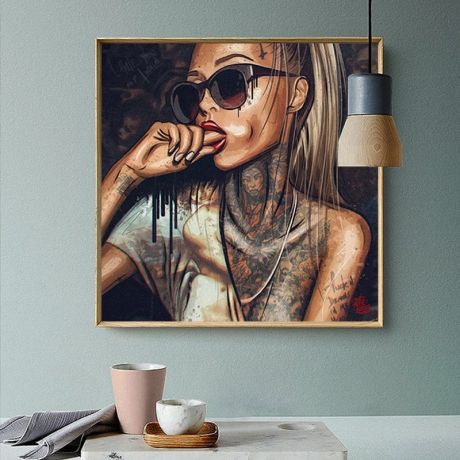 Gangster Sexy Girl Tattoo Canvas Art - Image 2