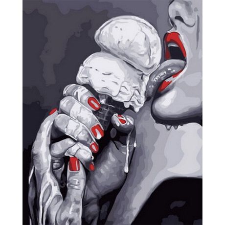 Ice-Cream Licking Lady Canvas Art - Image 1
