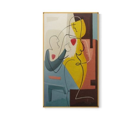 Abstract Nude Lady Geometric Lines Canvas Art - Image 9