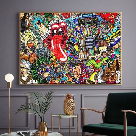 Graffiti Backdrop Music Canvas Art - Image 2