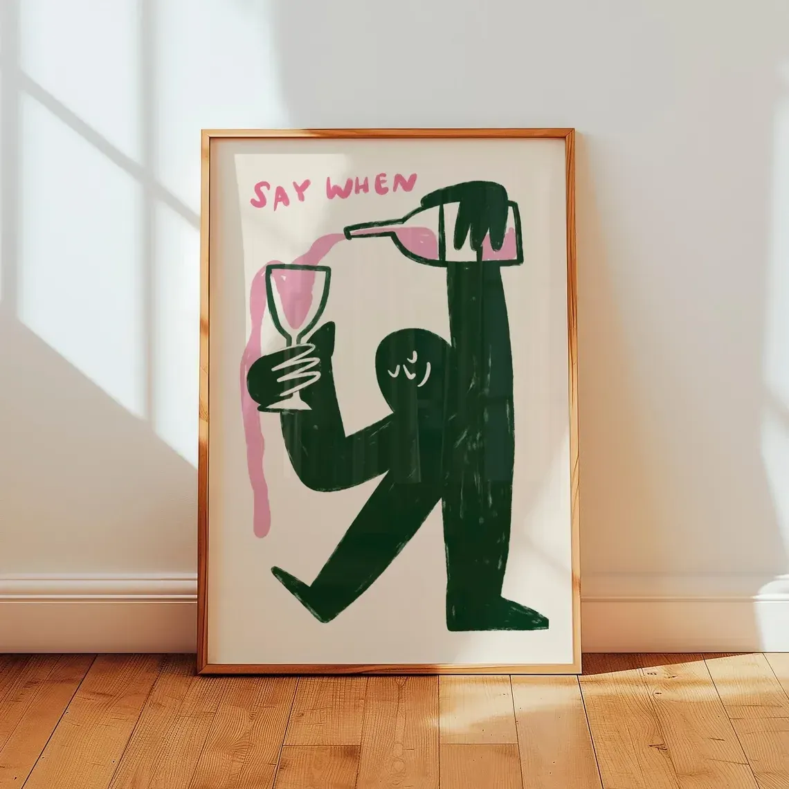Say When Cozy Wine Toast Abstract Wall Art Print