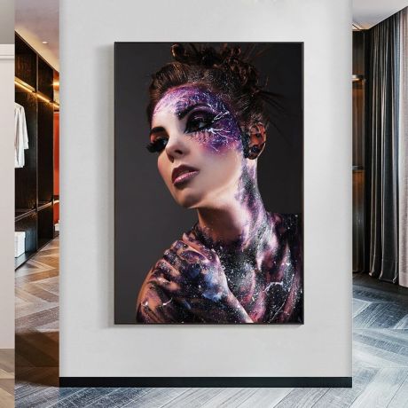 Galaxy Tattoo Nude Lady Canvas Art - Image 4