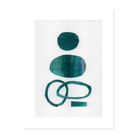 Geometric Teal Blue Greeting Canvas Art - Image 1